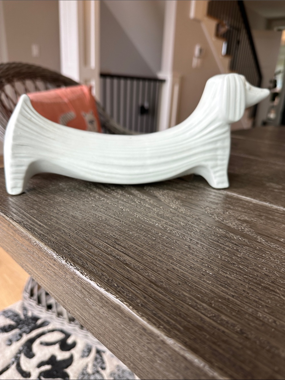Jonathan Adler White Ceramic Dachshund sculpture Rare collectible 12L